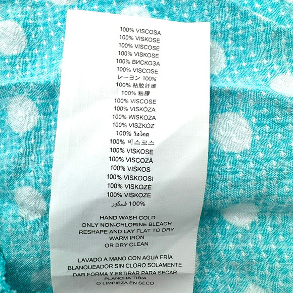 MICHAEL KORS Women's 3X Turquoise Georgette White Polka Dot Faux Wrap Midi Dress - Picture 6 of 8